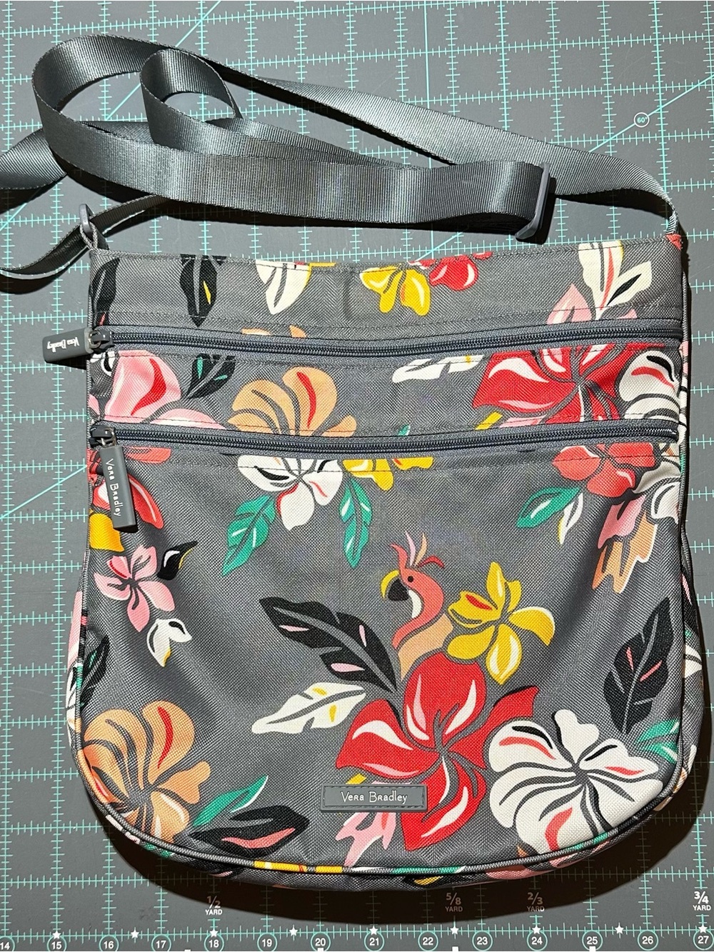 Vera Bradley Gray Floral Crossbody with Tropical Multicolor Print